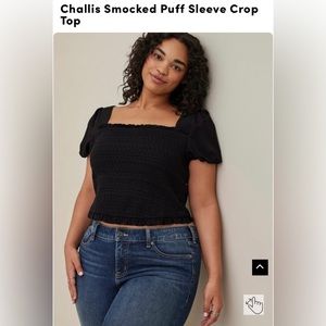 Torrid Smocked Crop Top in Black